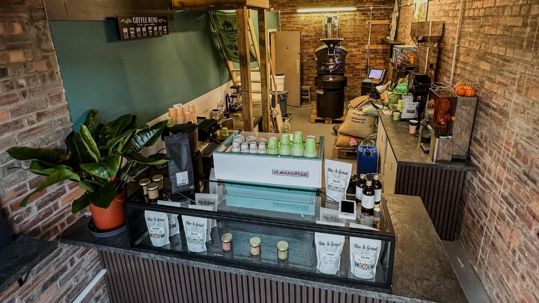 Rise & Grind Coffee Roastery interior